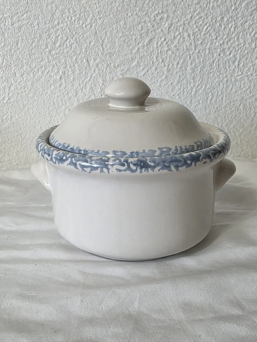 Blue Heart Ceramic Lidded Casserole - White and Blue